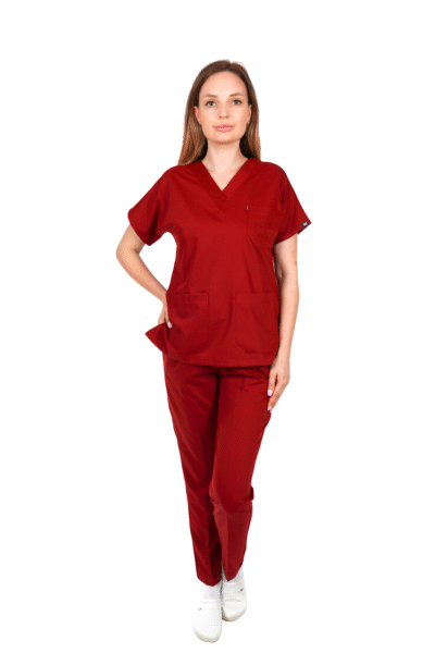 V Yaka Likralı Bordo Takım