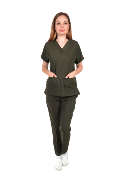 V Yaka Likralı Haki Takım