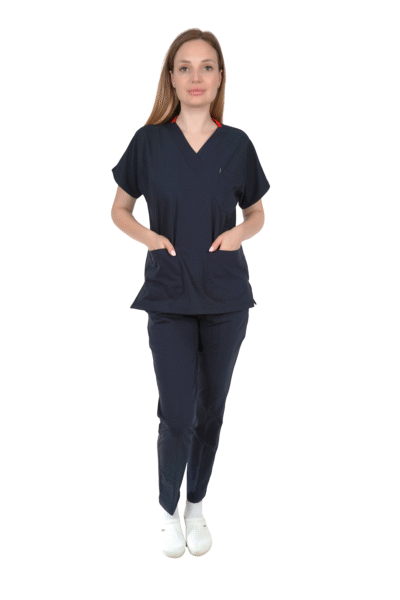 V Yaka Likralı Lacivert Takım