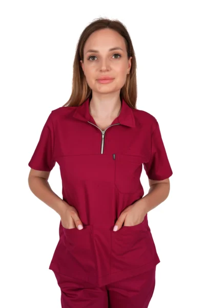 Polo Collar Fuchsia Suit